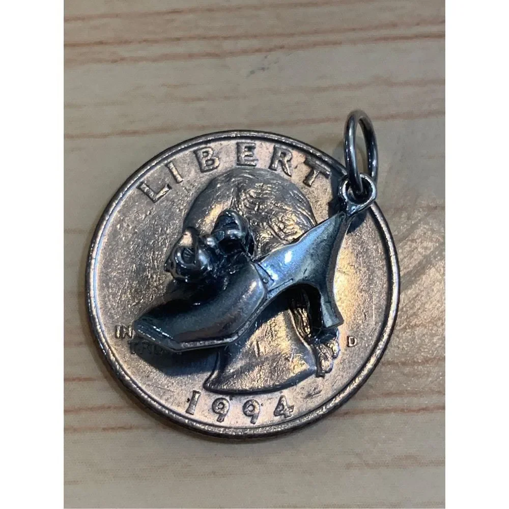 Vintage 925 Shoe High Heel with Bow Sterling Silver Jewelry Charm#shoe collector